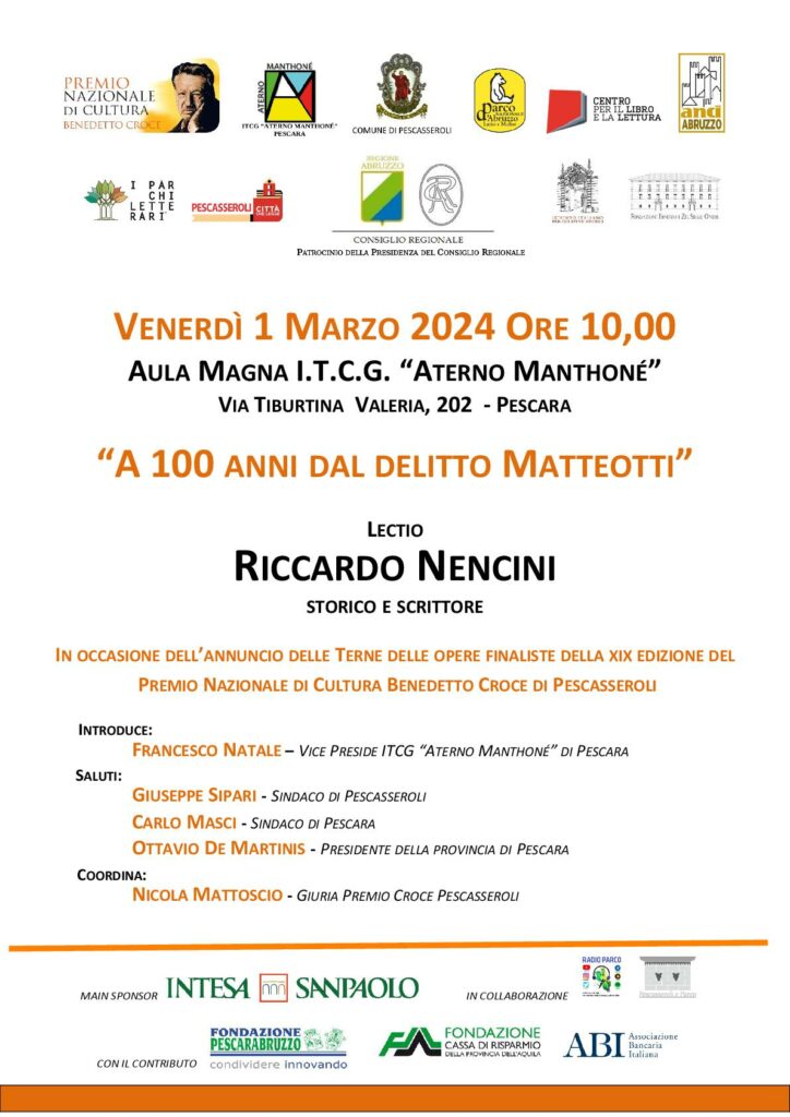 XIX edizione del Premio Nazionale di Cultura Benedetto Croce: incontro di apertura